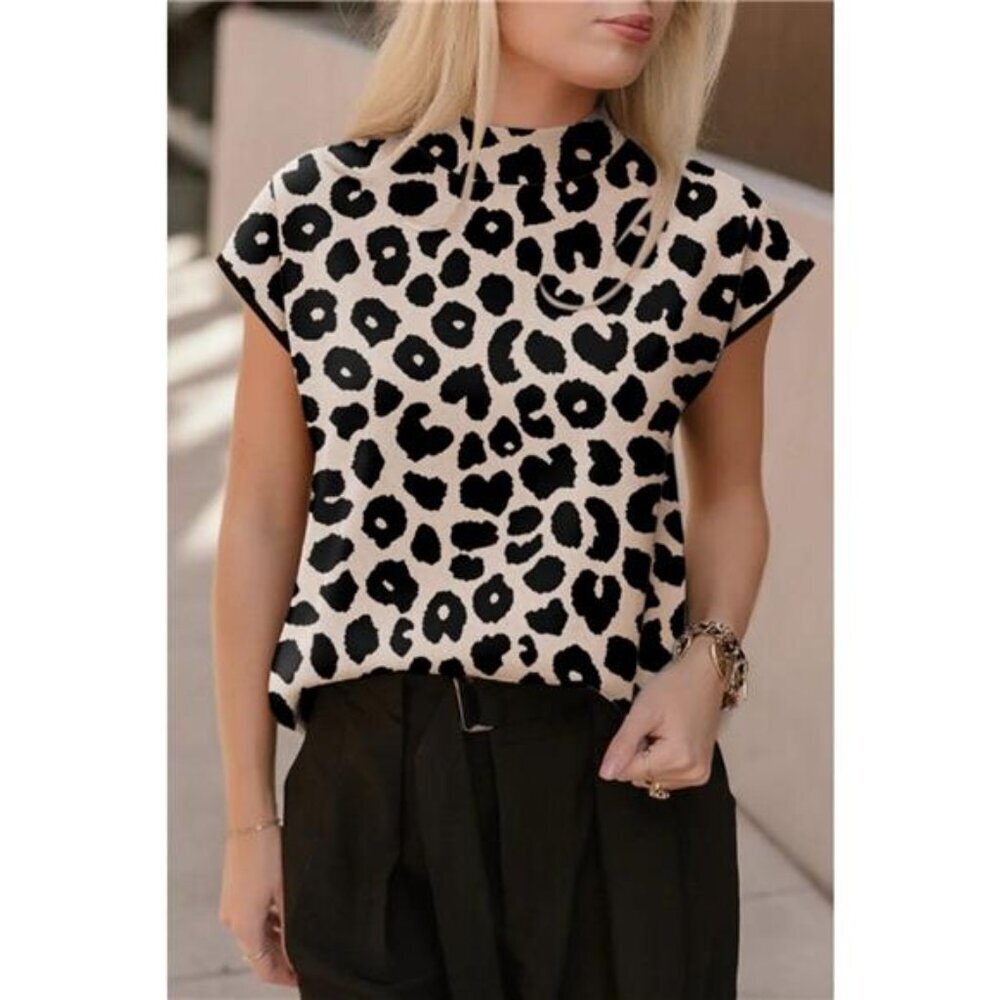 Leopard Cap Sleeve Sweater